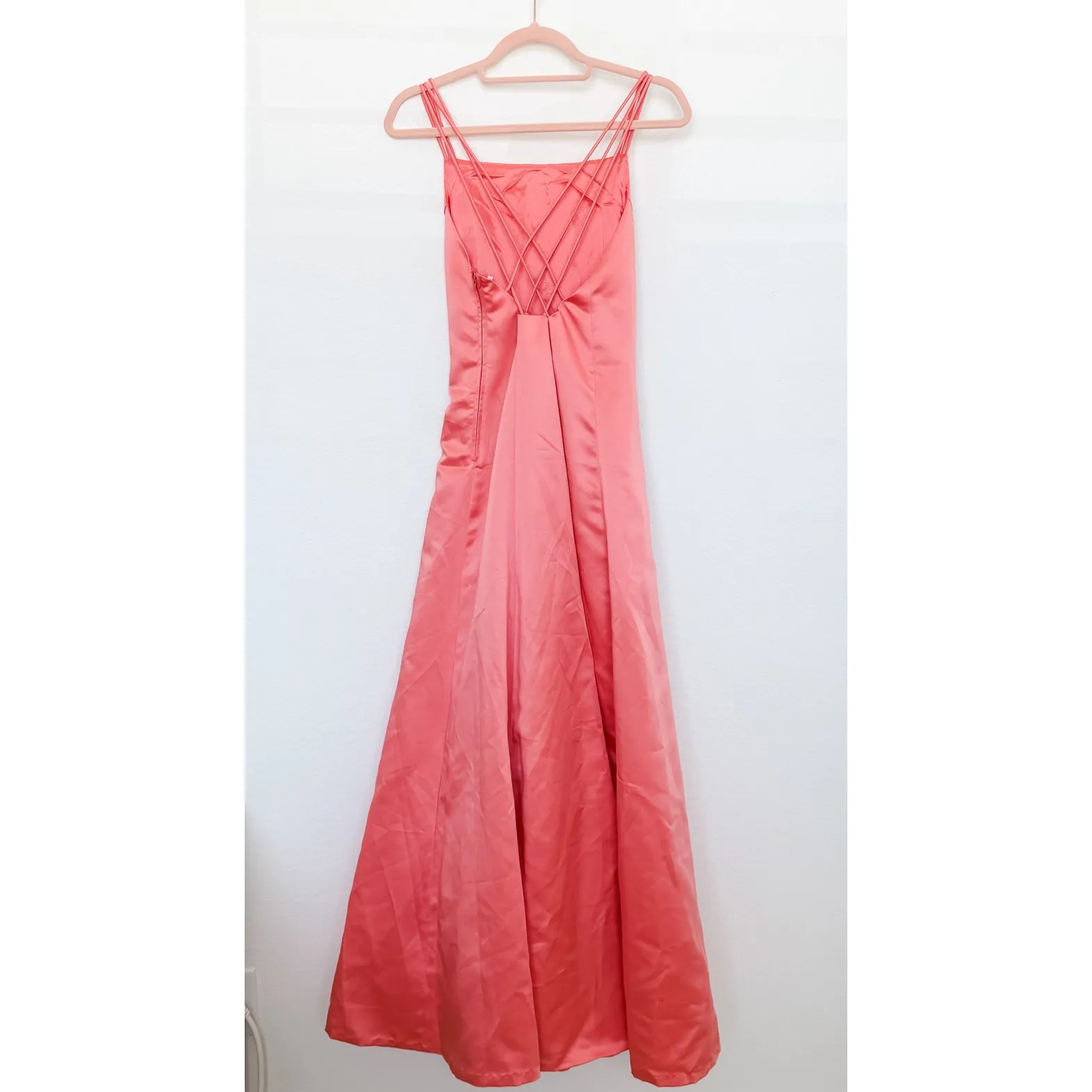 VTG Y2k Betsy &‎ Adam Satin Strappy Formal Gown Pink Size 10 Y2K Prom Coquette - Image 5