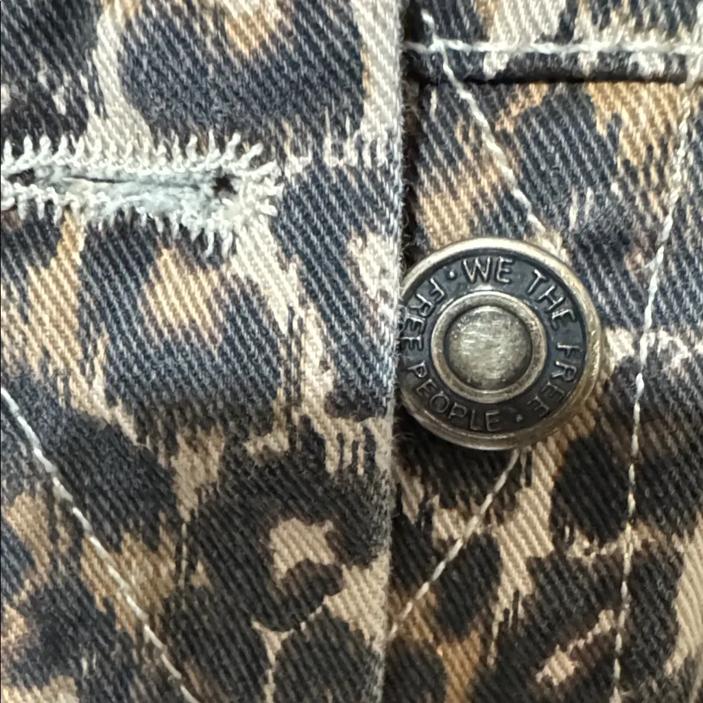 Free People Leopard Print Jean Jacket - Image 3