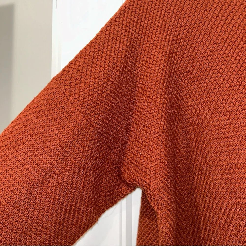 Zenana Waffle Knit Rust Sweater Large - Image 5