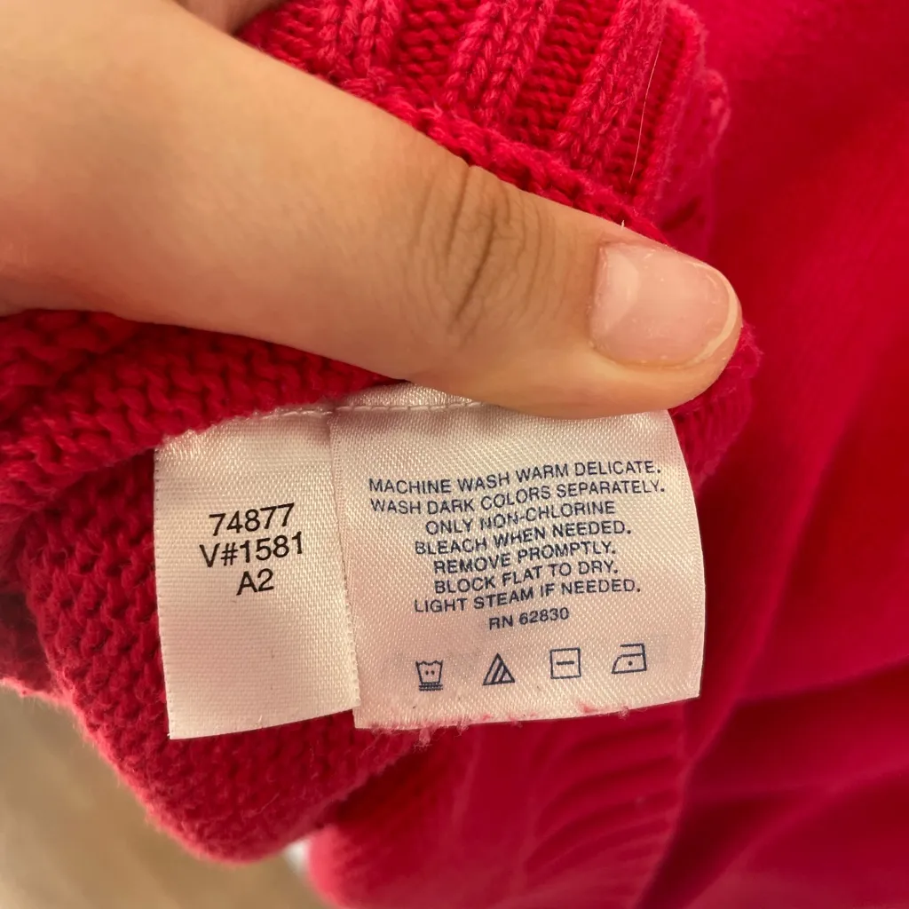 Vintage Lands' End Women's Vibrant Red Crew Neck Sweater sz Large(14 - Image 4