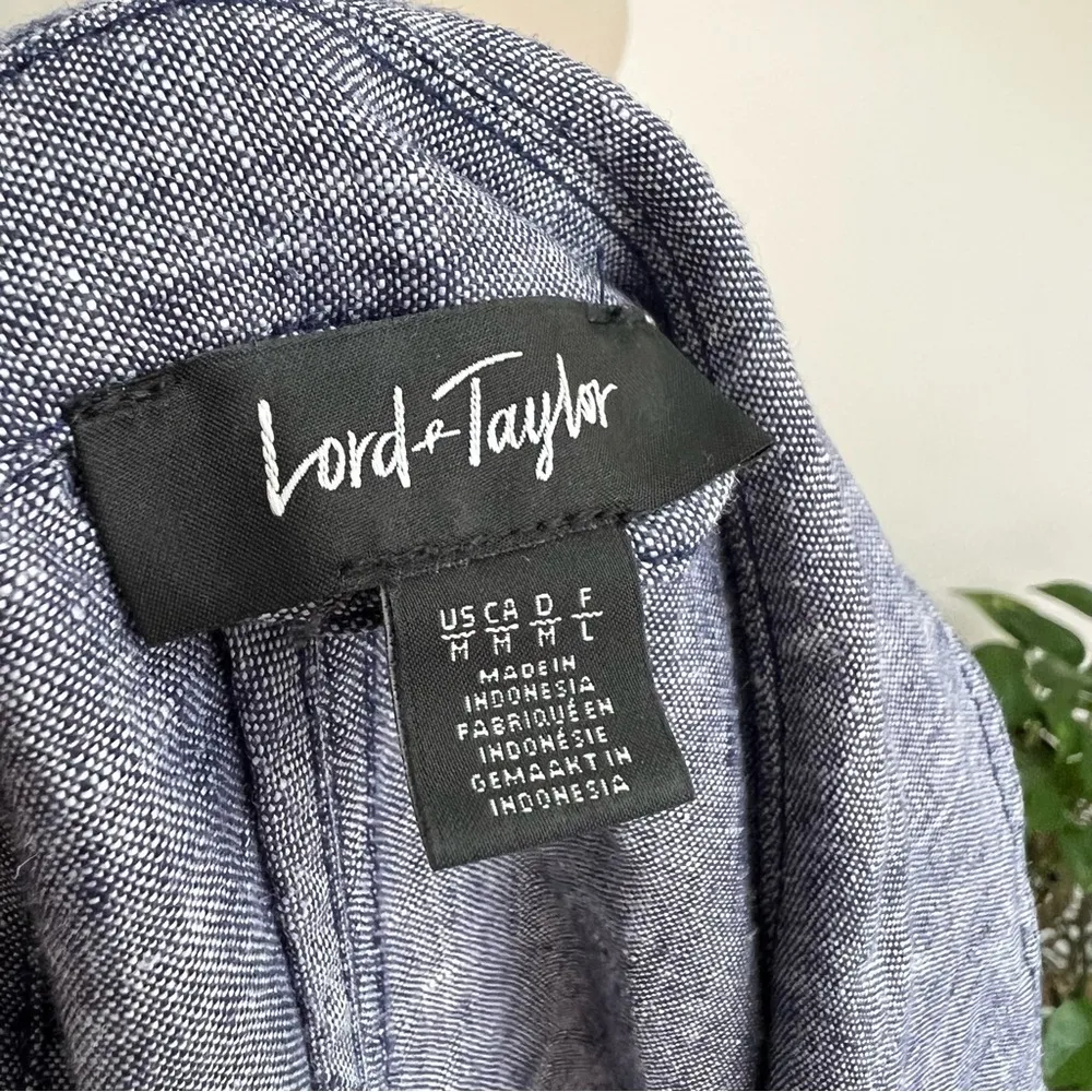 Lord & Taylor Linen Notched Lapel Zip Up Lightweight Jacket Medium - Image 6