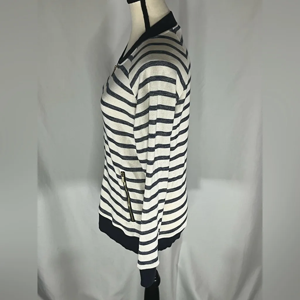 Jones New York Signature Full Zip Striped Women’s Sweater Jacket - Image 5