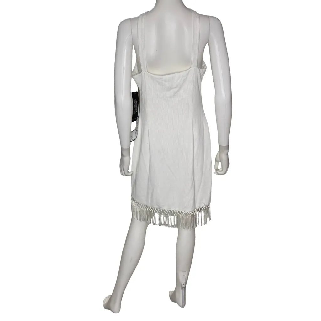 Adrianna by Adrianna Papell Women's Halter-Neck Fringe-Trim Sheath Dress Sz 12 - Image 5