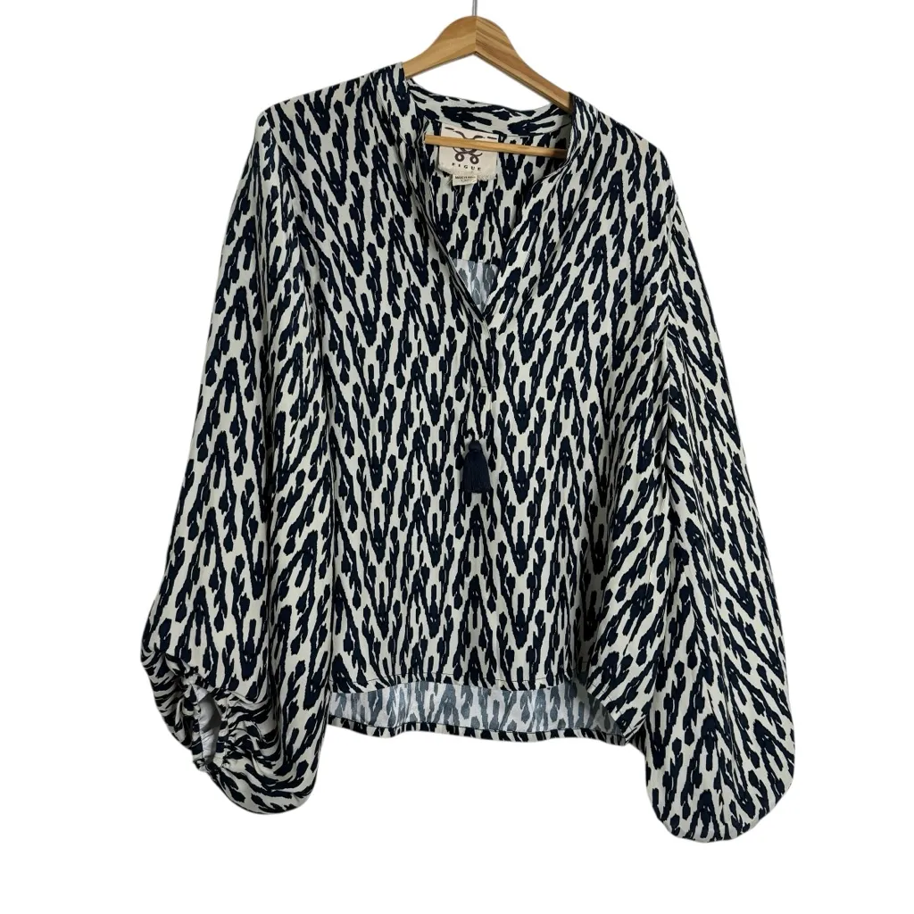 Figue Rylie Zigzag Collared Silk Top Size L - Image 7