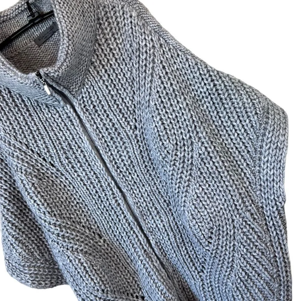 Anthropologie Elsamanda Sweater Grey Short Sleeve Full Zip Cardigan - Image 6