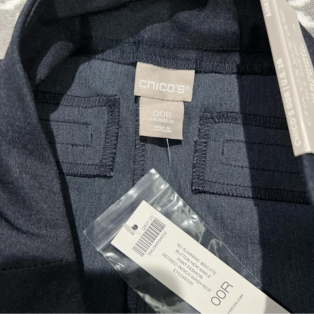 Chico's So‎ Slimming Brigitte Button-Hem Ankle Pants Navy Size 2 Chico's Size 00 - Image 7