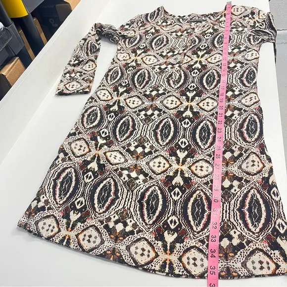 Antik Batik dress Long Sleeve Sheath Dress French designer dress sz small lined Brown - Image 2