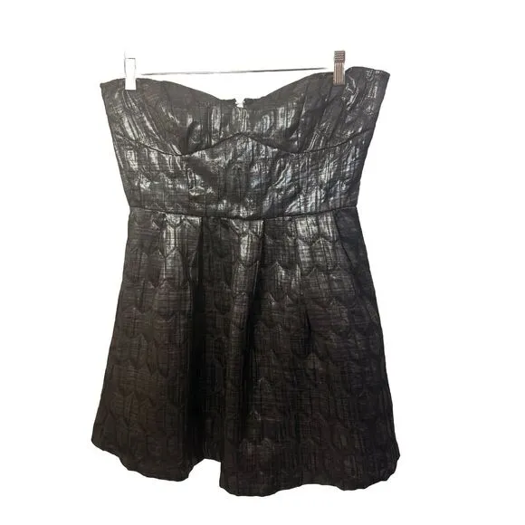 Mink Pink Dress Womens Large Black Silver Grid Iron Sweetheart Strapless Party - Image 3