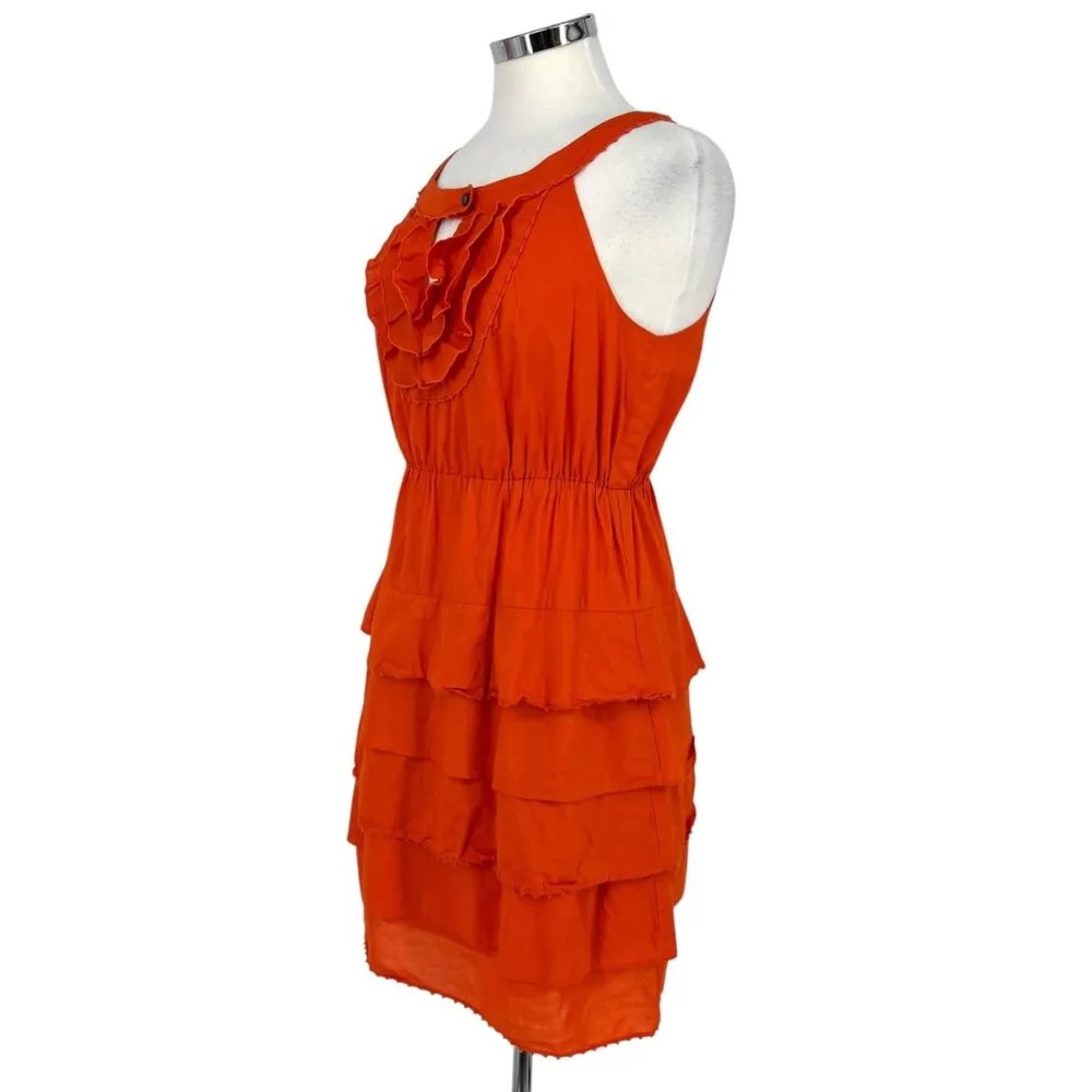 Maeve Anthropologie Terrasina Sleeveless Tiered Ruffle Mini Dress Orange Size XS - Image 5