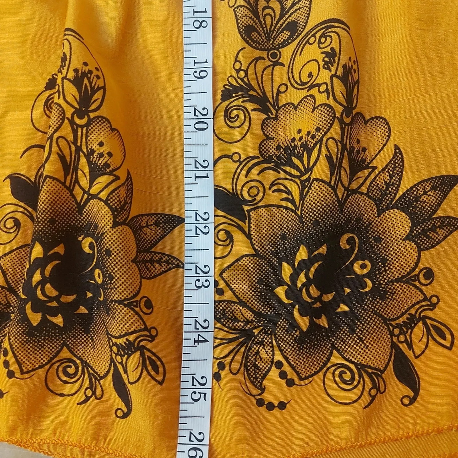 Vintage Orange/Black Screenprint Floral Skirt No Size Fall Cottagecore Bohemian - Image 4