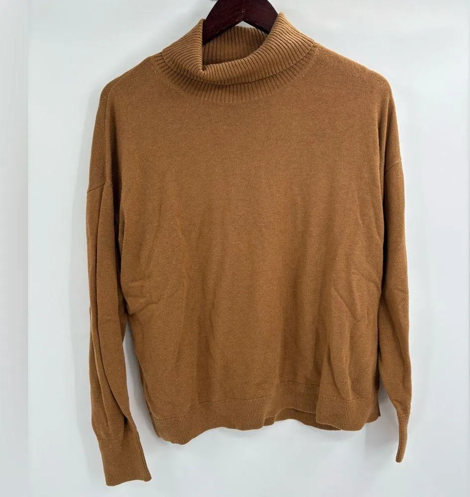 Treasure and bound brown turtle neck pullover viscose nylon sweater size medium - Image 2