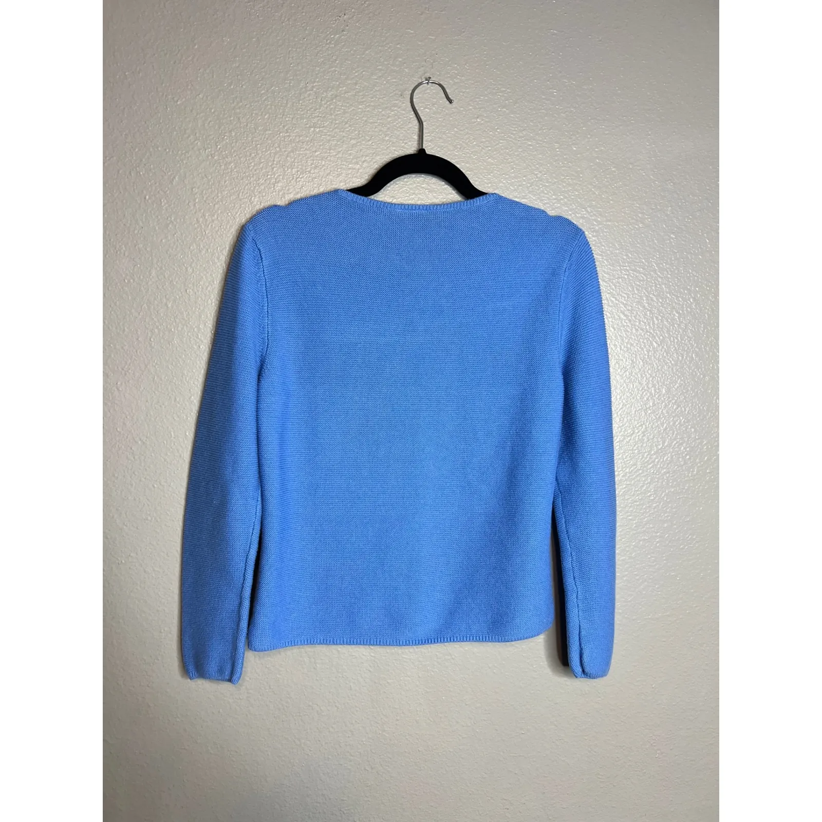 Talbots Petites Blue Cotton Blend Knit Cardigan Sweater‎ Size MP Button Boxy - Image 6