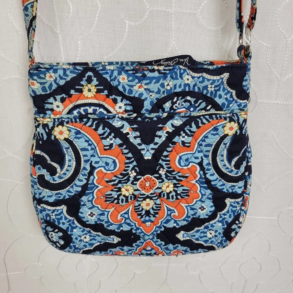 Vera Bradley Womens Cross Body Blue Floral Paisley Quilted Satchel Lightweight - Image 4