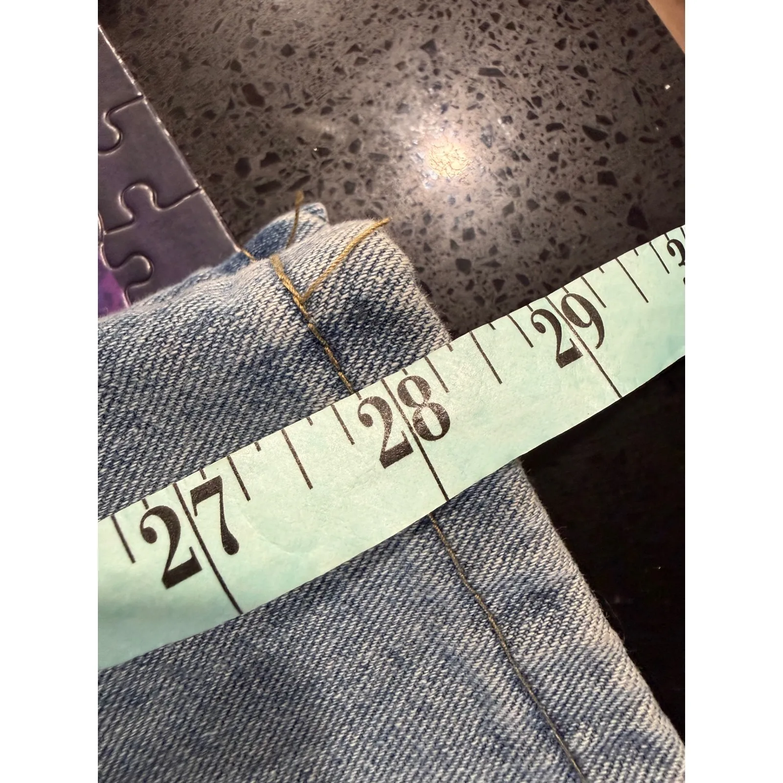 Womens Light Wash Denim Cargo Pants Wide Leg Relaxed Fit Blue Size 32 - Image 5