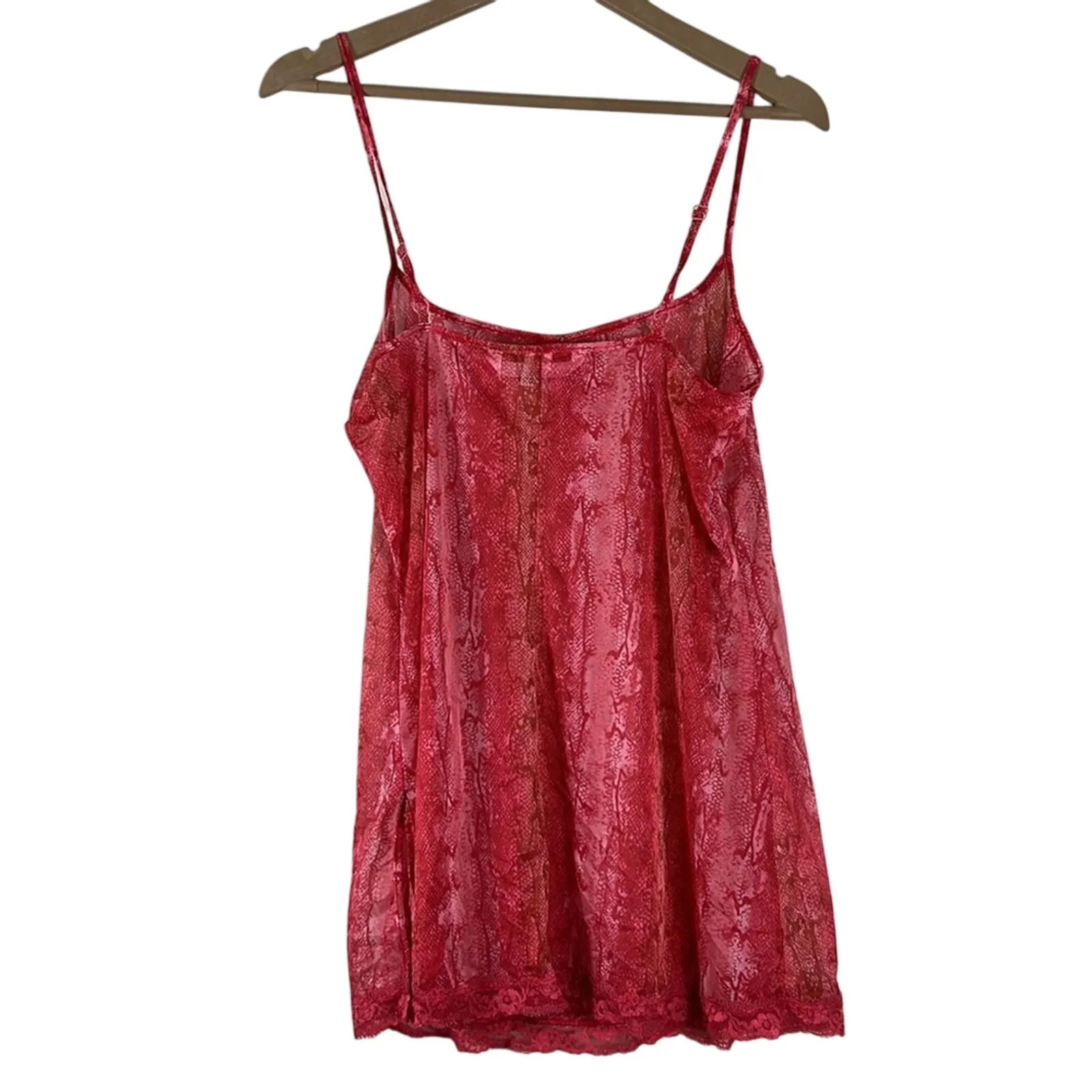 Victoria's Secret Babydoll Dress Womens M Red Sexy Sheer Lace Snakeskin Lingerie - Image 3