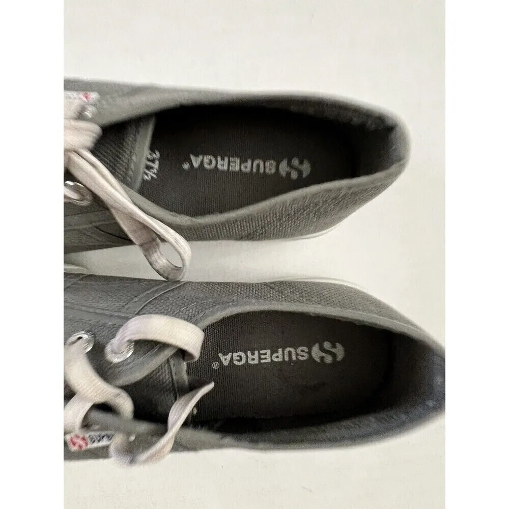Superga Womens Size 37.5 Gray Canvas Platform Chunky Lace Up Sneakers Shoes US 7 - Image 4