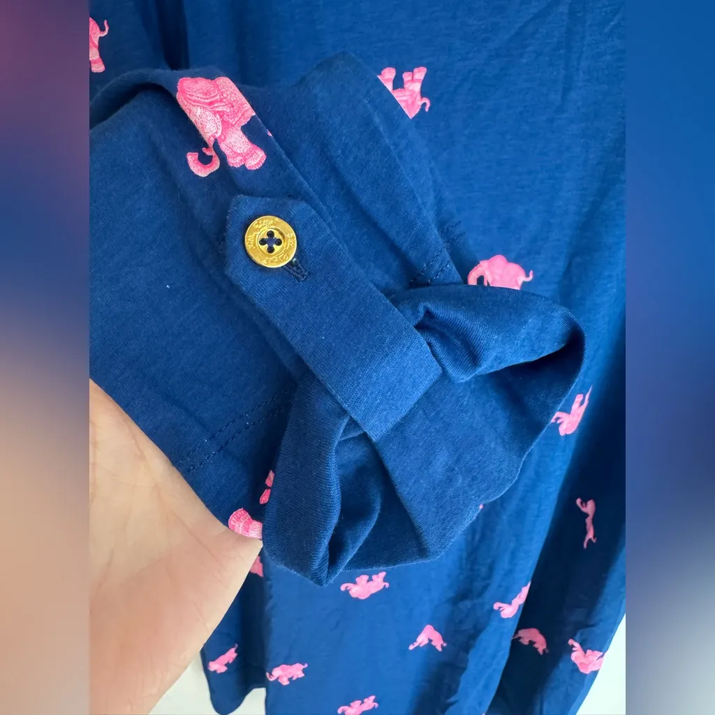 NWT Lilly Pulitzer Ocean Ridge Resort Navy Blue Pink Elephant Half Drop Print - Image 5