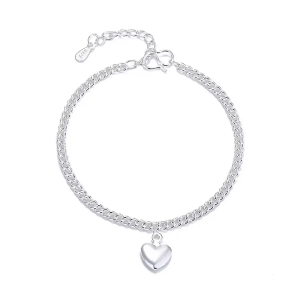 925 Sterling Silver Heart-Shaped Pendant Bracelet New in Packaging - Image 6