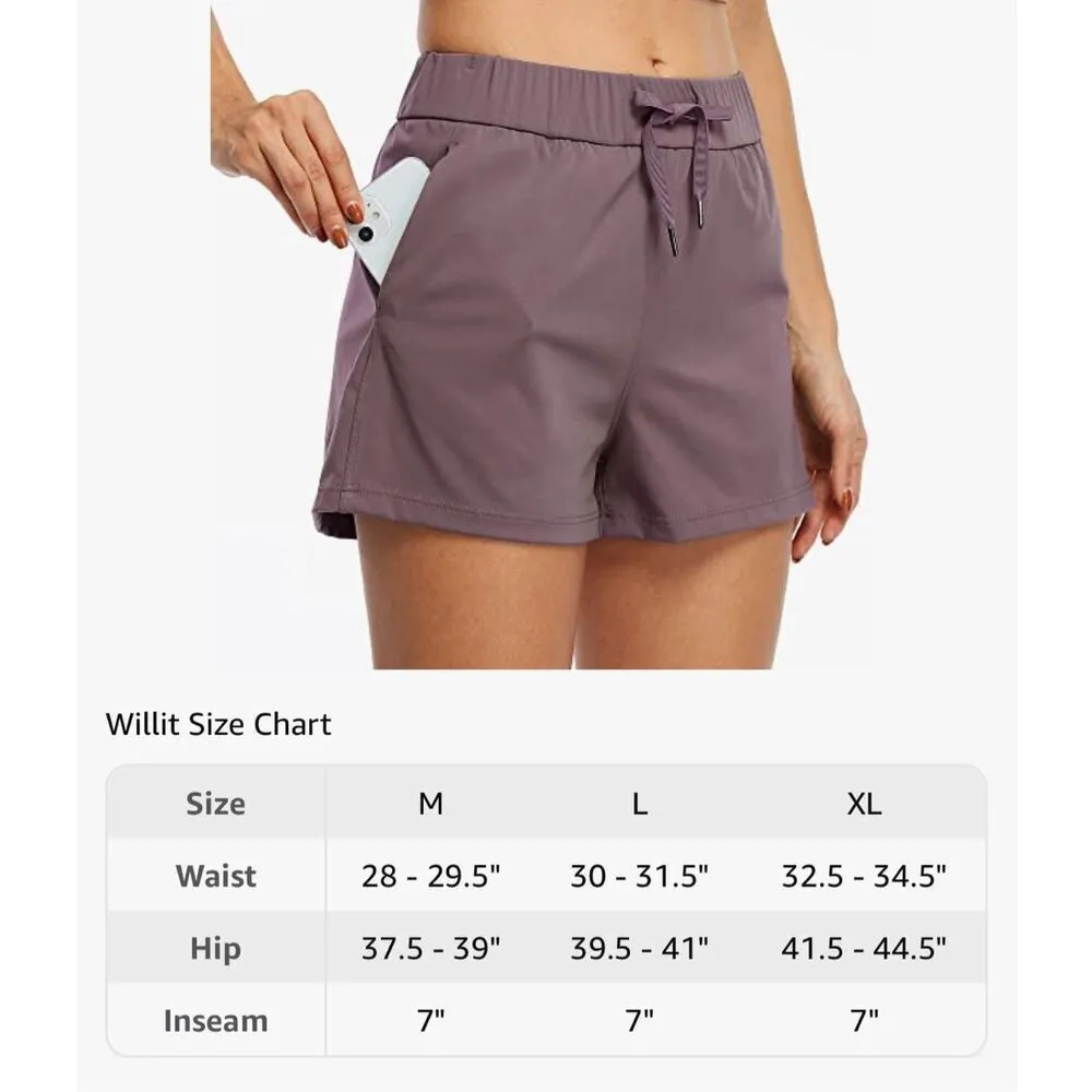 NEW Willit Shorts Hiking athletic Active Running Pockets 2.5" S Purple - Image 6