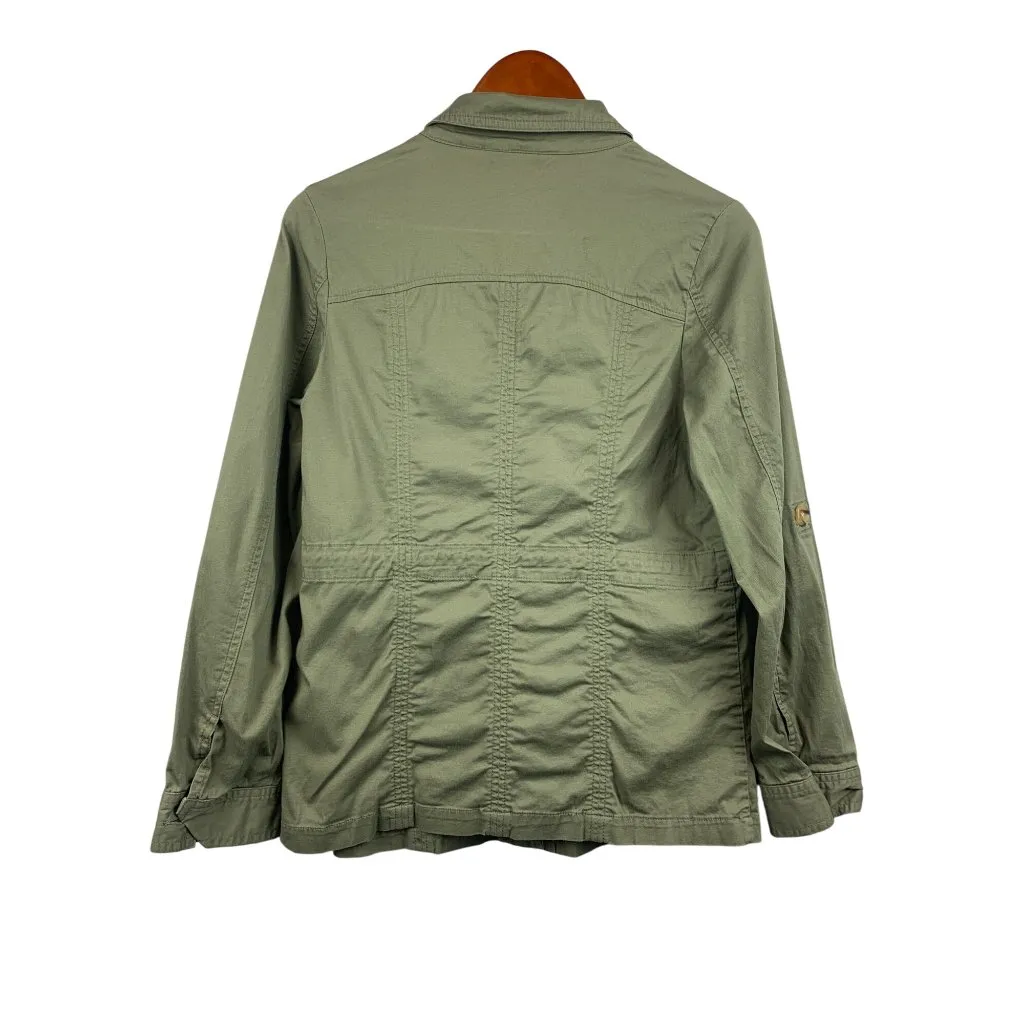 Womens Vintage Motto Olive Green Utility Jacket XS - Image 2