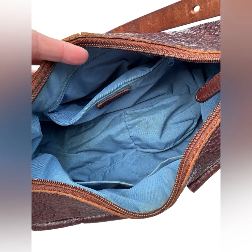 Sundance  Chocolate‎ Brown Distressed Pebbled Leather Hobo Shoulder Bag - Image 7