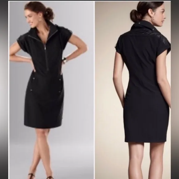 Chico’s Zenergy short sleeve black dress with tuckable hood - Image 2