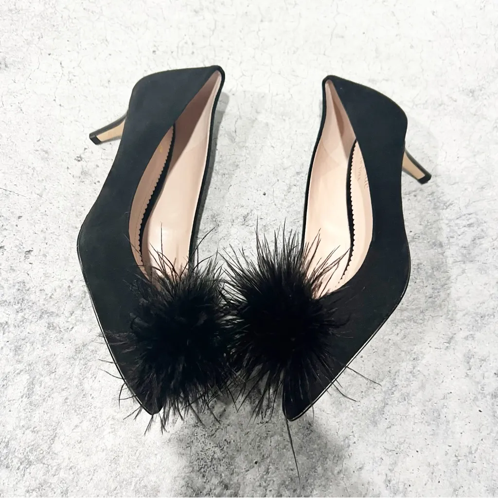 Kate Spade Zoey Pom Pom Kitten Heel Black Size 6.5 - Image 5