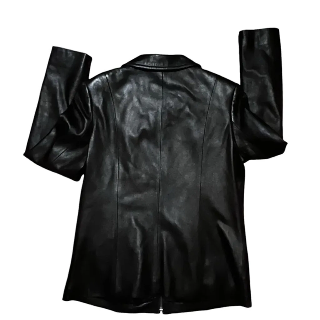 Valerie Stevens Black Lamb Leather Womens Jacket Size Medium Edgy Quiet Luxury - Image 2