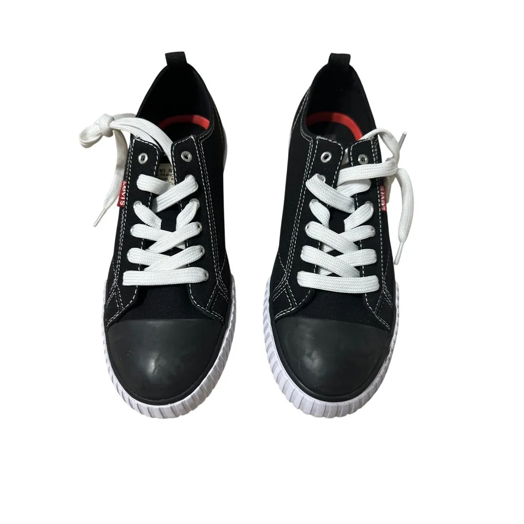 Levis Size 7.5 Womens Black Canvas Low-Top Sneakers Casual Comfort Durable - Image 2