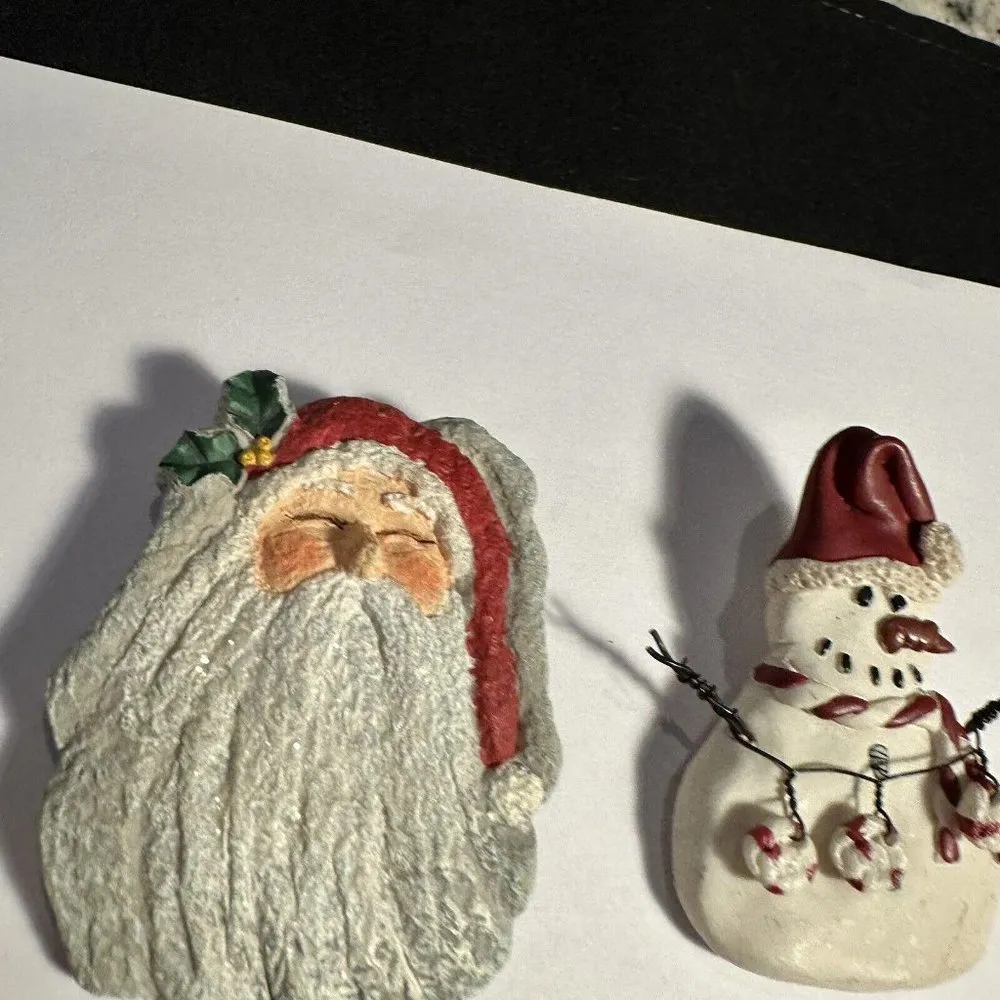 Christmas Holiday Brooch Pins Lot Of 2 Santa / Snowman - Image 3