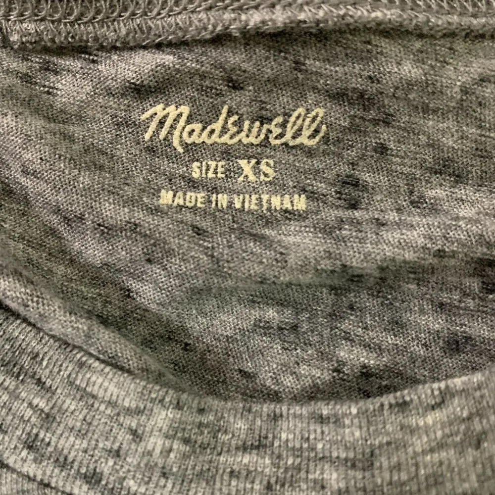 Madewell Womens Heather Gray Crew Neck Long Sleeve T-shirt - Image 4