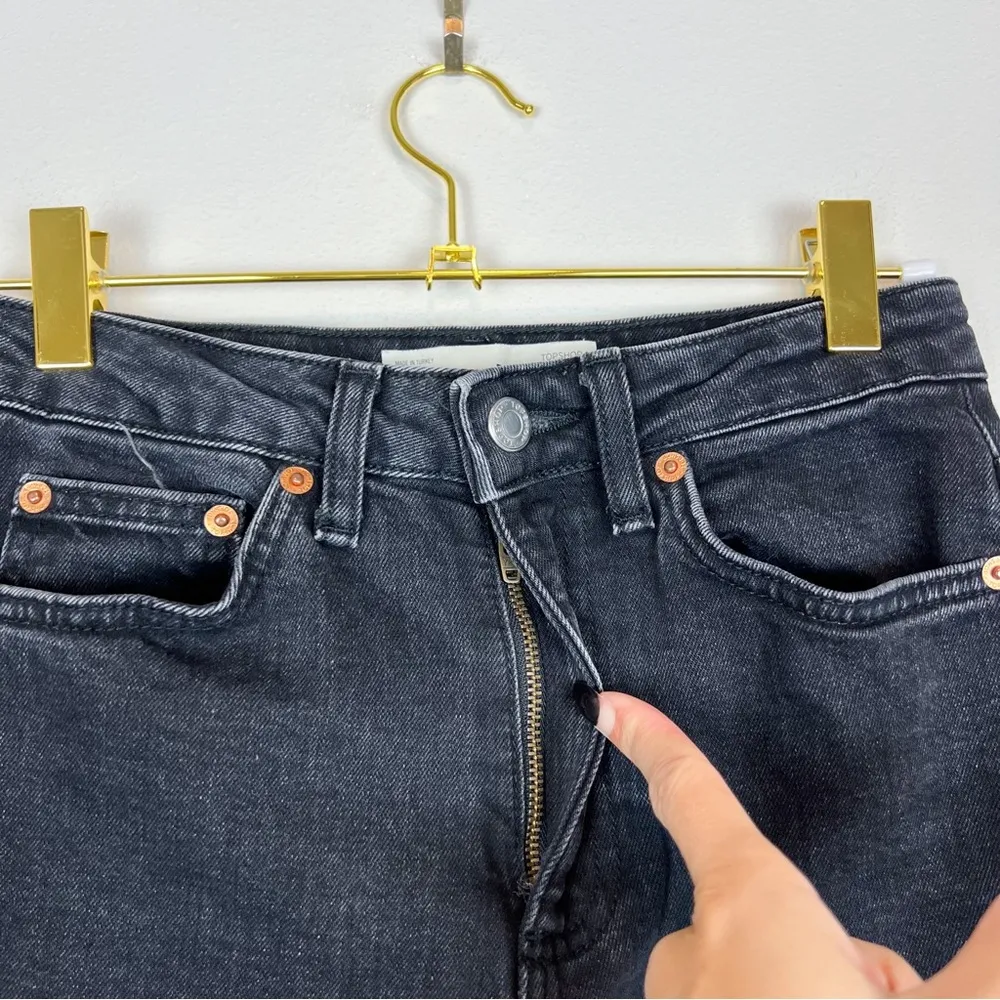 Topshop Black Kort High Rise Straight Leg Cropped Jeans Size 25 - Image 5