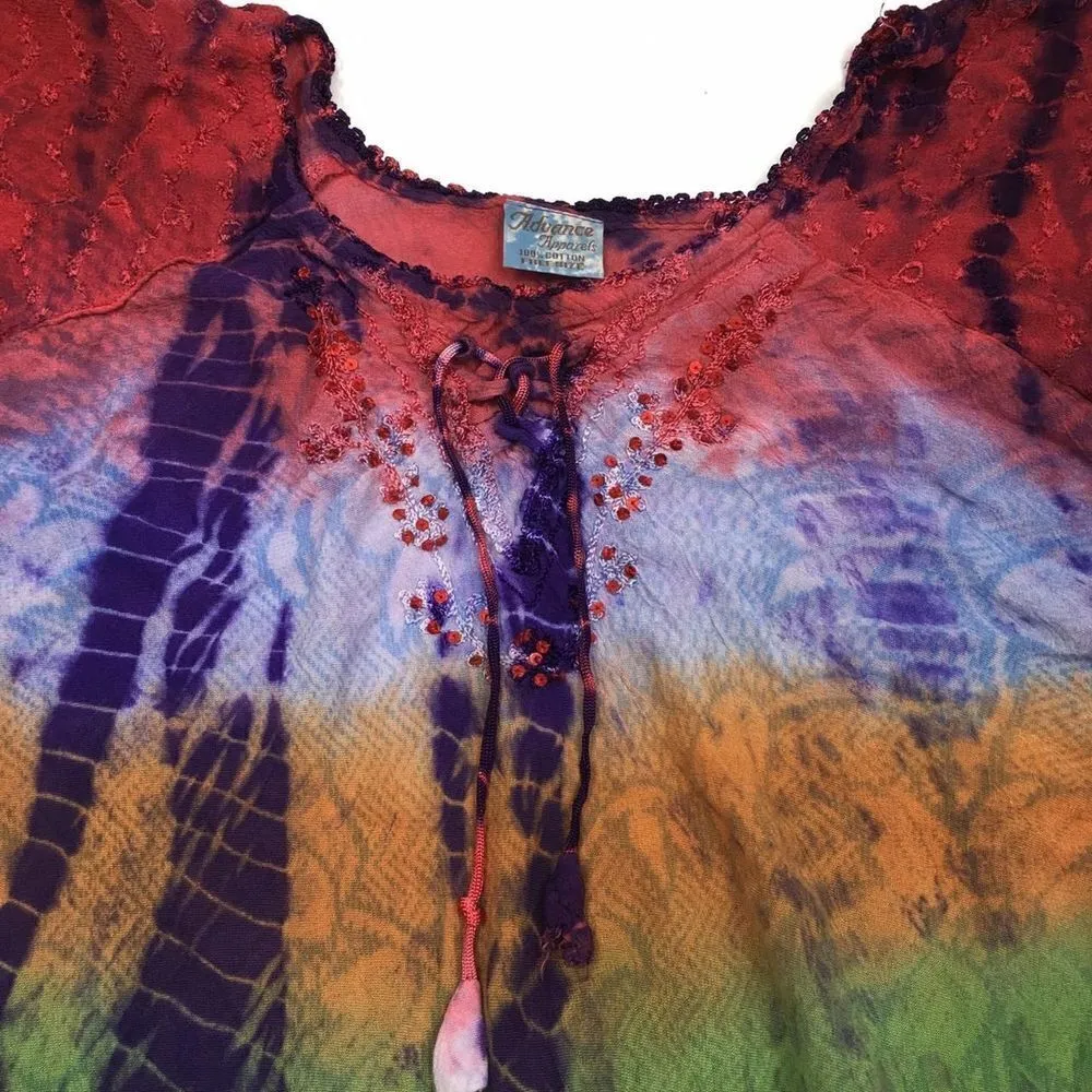 tie dyed boho top excellent pre owned Red Size undefined - Image 4