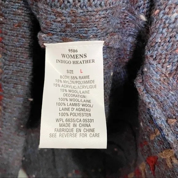 Woolrich Sweater Embroidered Indigo Heather 1/4 Zip Pullover Size Large Alpine - Image 8