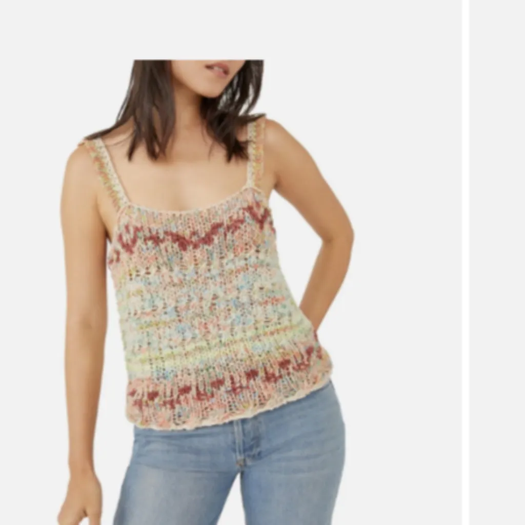 Free People Palmetto Sweater Open Stitch  tank in Candied Dream sz medium - Image 3
