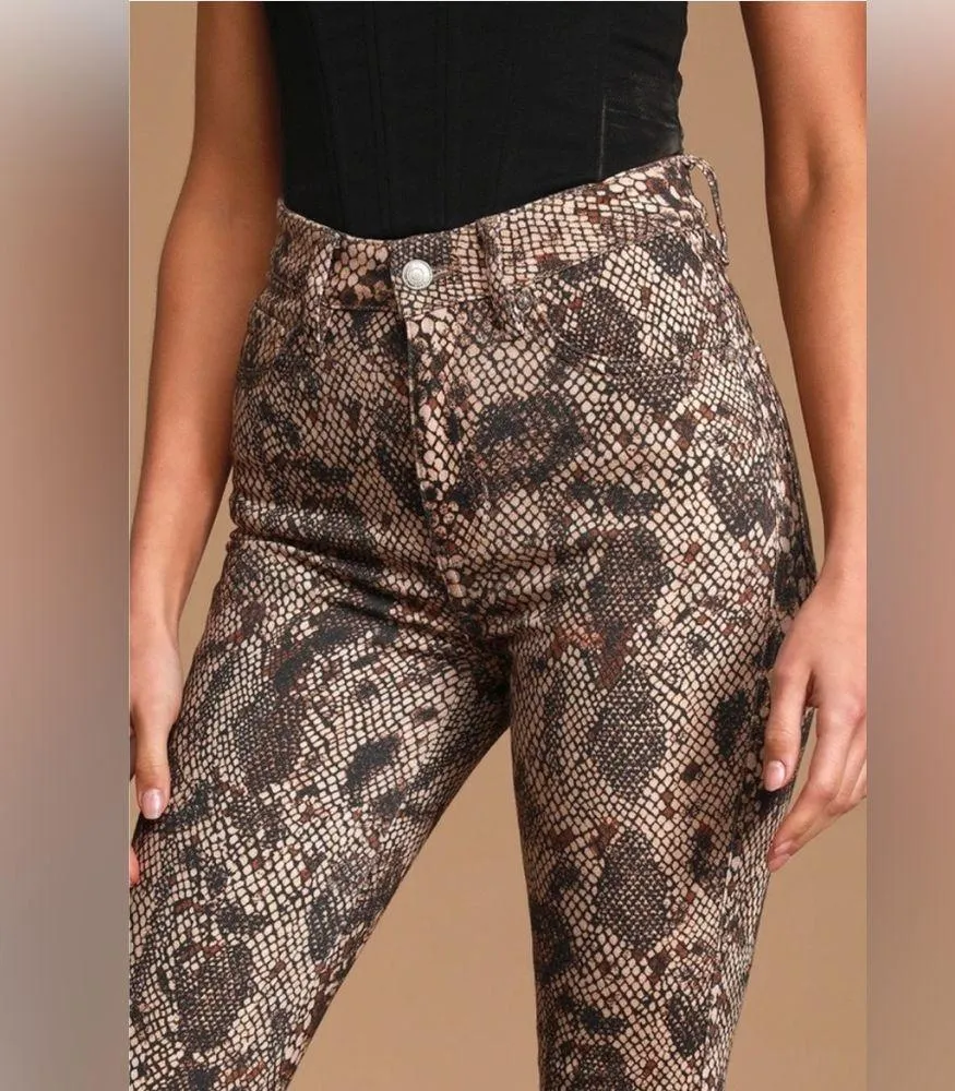 Free People Two Faced Snakeskin Print Skinny Jeans Size 31 - Image 3