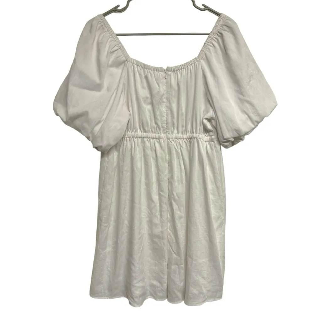 And Now This Baby Doll Puff Sleeve White Dress Size XL - Image 3