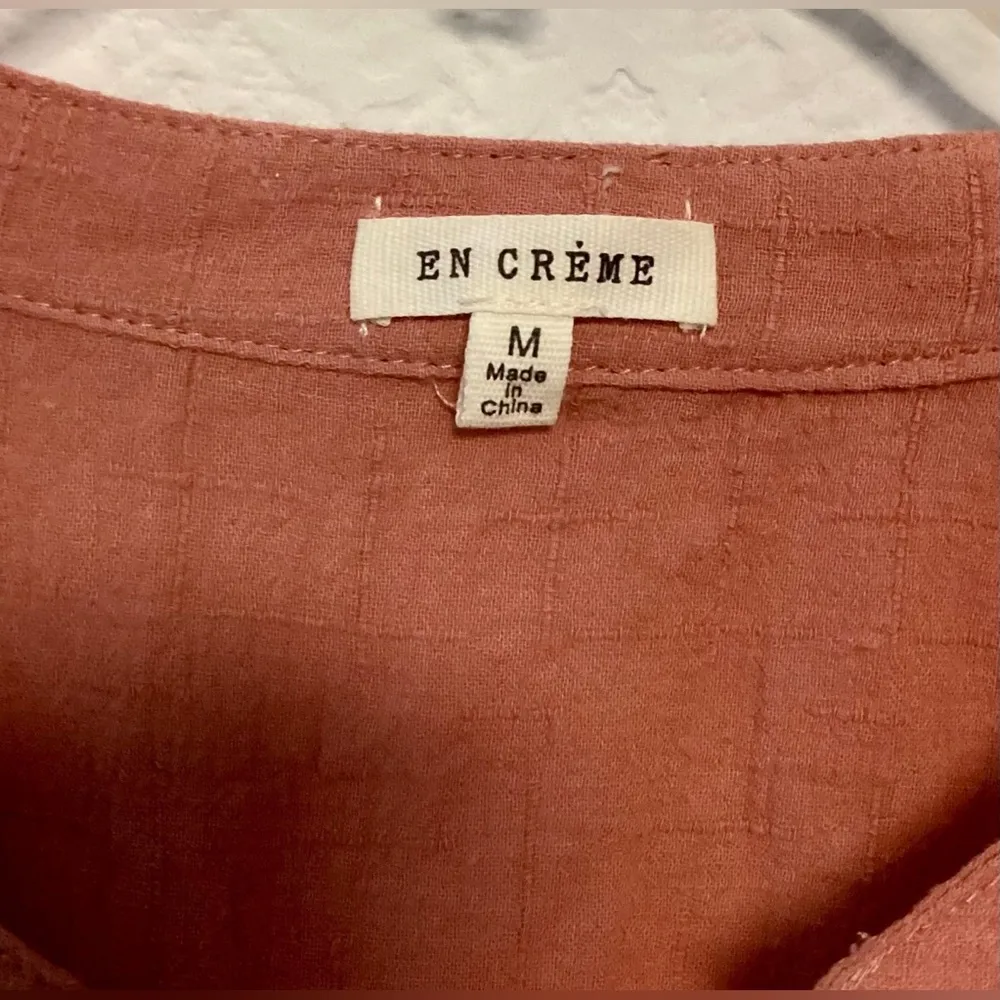 Anthropologie En Crème Cotton Paisley Embroider Boho Ruffled Hem Top Medium - Image 7