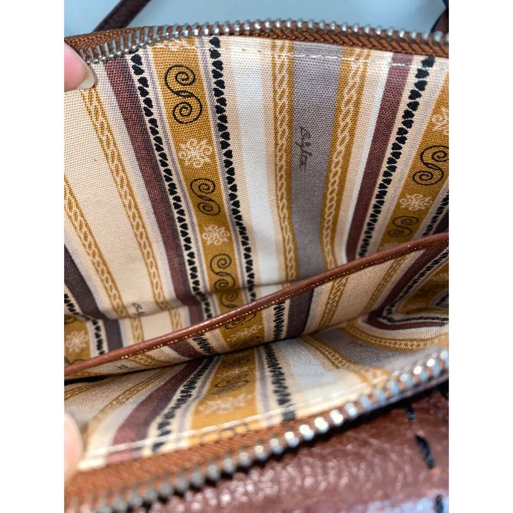 Vintage 2000s Brighton Y2K Aesthetic Brown Leather Crossbody Purse Shoulder Bag - Image 5