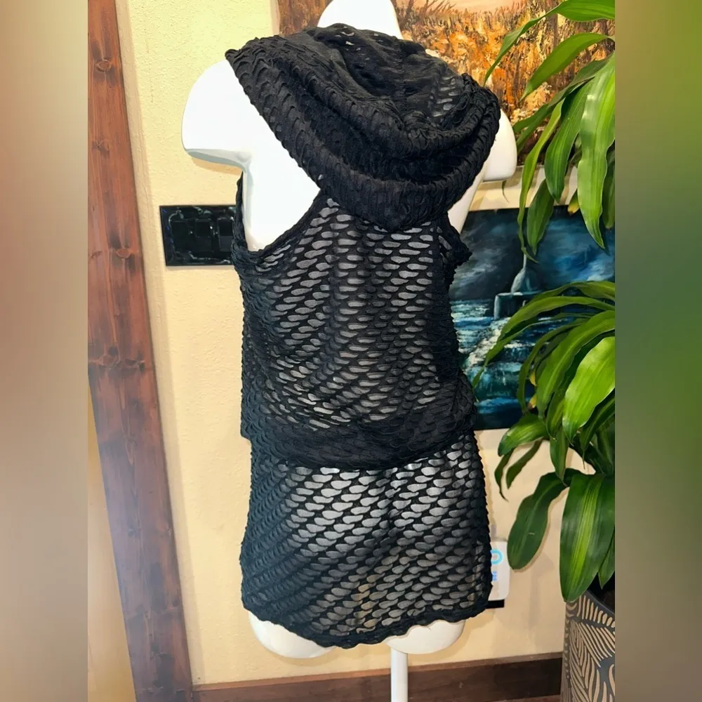 EUC Jordan Taylor Honeycomb Tunic Hoodie cover up Sz L - Image 4