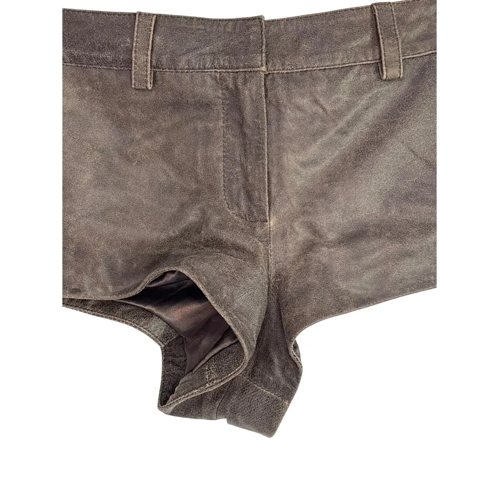 Retrofete Aven Leather Shorts in Vintage Brown Small New Womens - Image 5