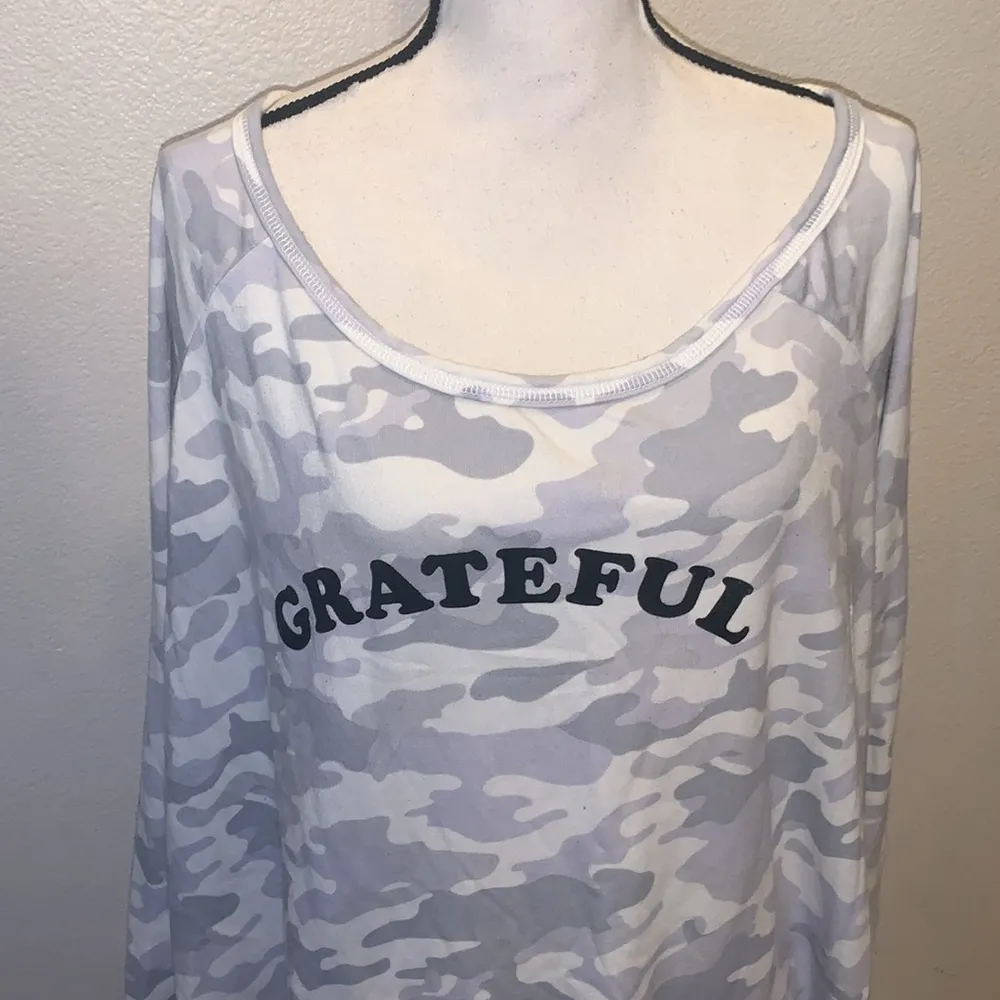 Torrid Grateful Light Gray Camo Terry Off Shoulder Sweatshirt - Image 4
