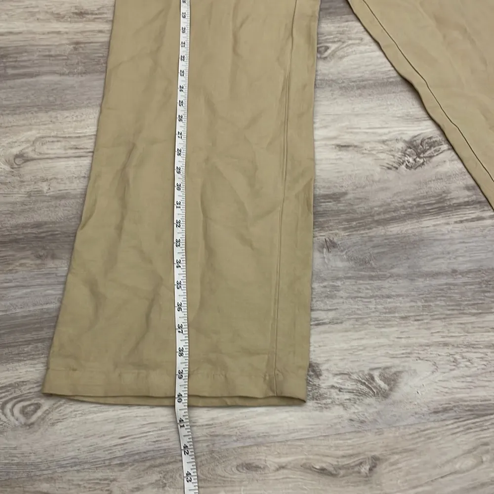 55% Linen Tan Drawstring Wide Leg Women’s Pants Size Medium - Image 7