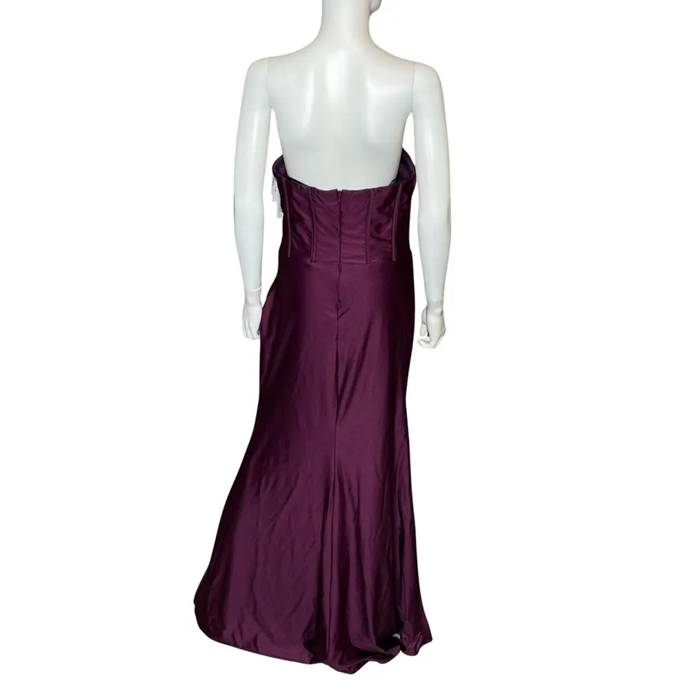 AQUA Formal Wrapped Strapless Corset Gown Wine Women’s Sz 12 - Image 5