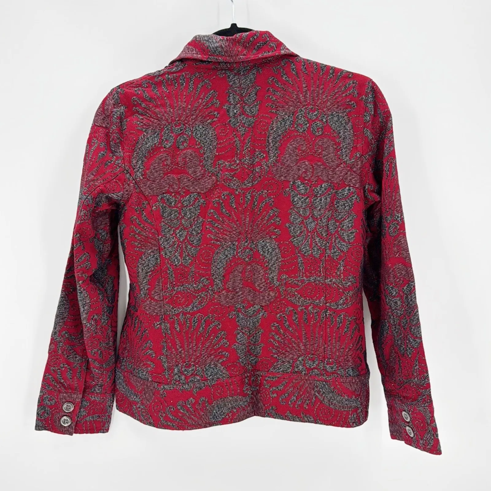 Chico's red abstract botanical print Jacket Chico's Size 0/S bold lightweight - Image 3