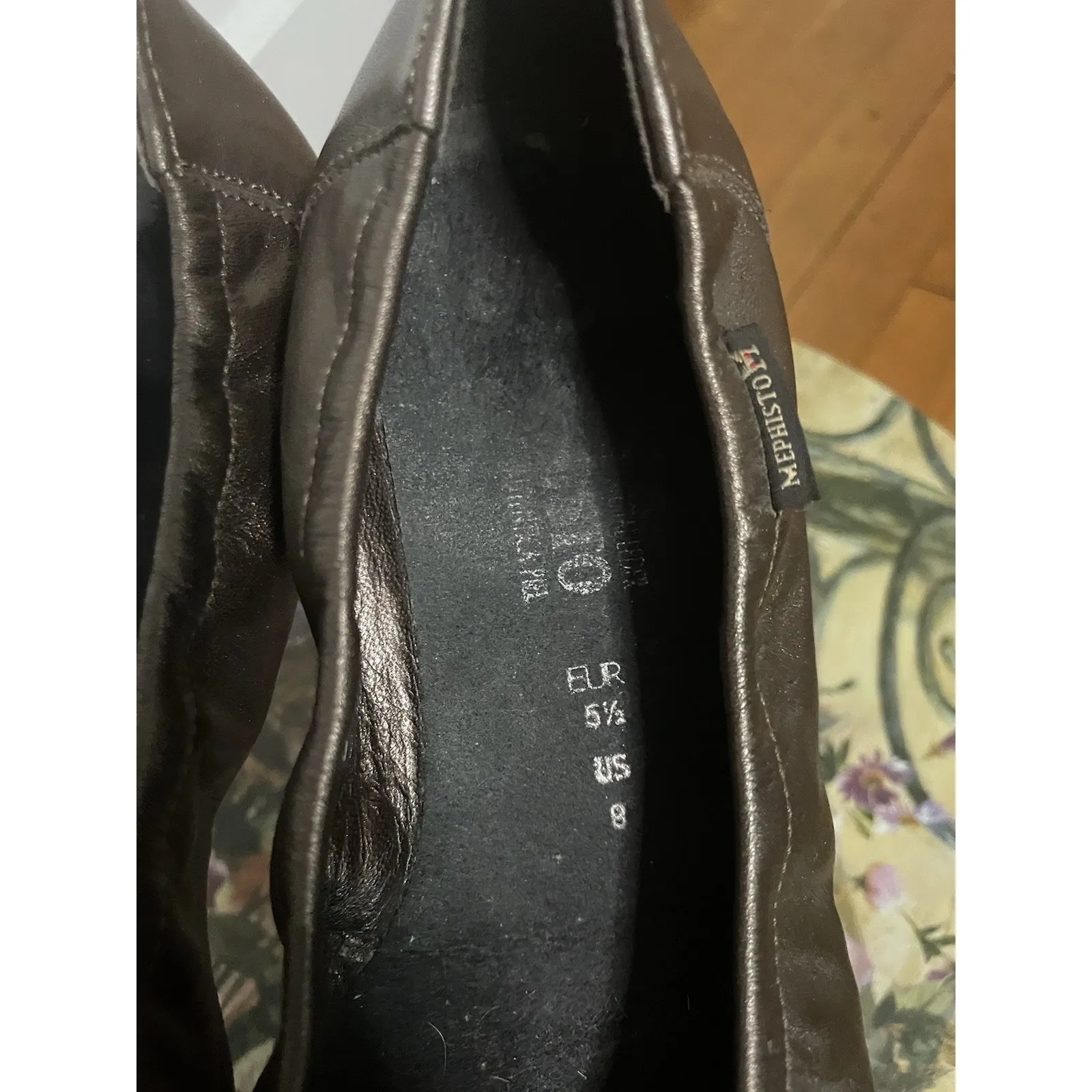Mephisto Womens Shoes Size 8 Brown Ballet Flat Leather Flats Slip‎ On - Image 5
