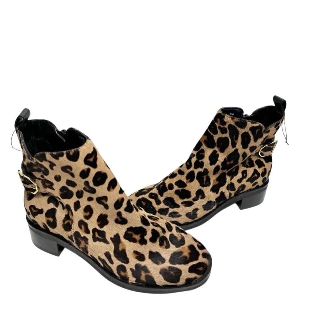 Cole‎ Haan Ankle Boots Size 6.5B Kimberly Waterproof Leopard Calf Skin Booties - Image 5