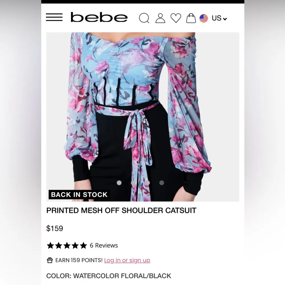 NWT BeBe PRINTED MESH OFF SHOULDER CATSUIT jumpsuit - Image 5