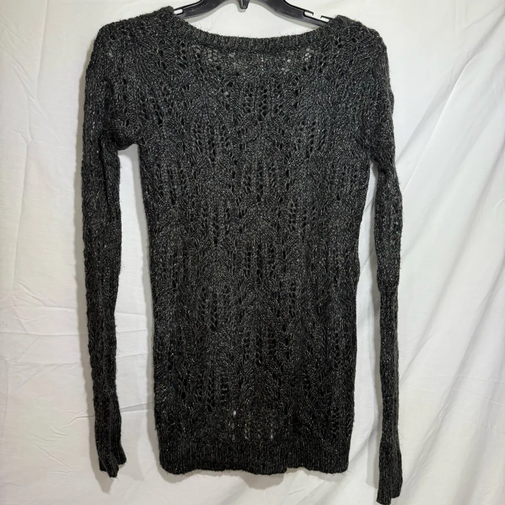 Decree Sparkly Charcoal Knit Sweater Juniors Size Medium - Image 2