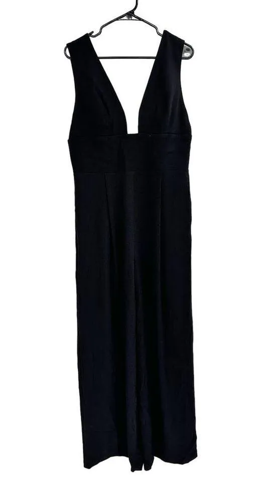 Helsi Zoe Black Plunge Neck Wide Leg Jumpsuit Size XL New - Image 2